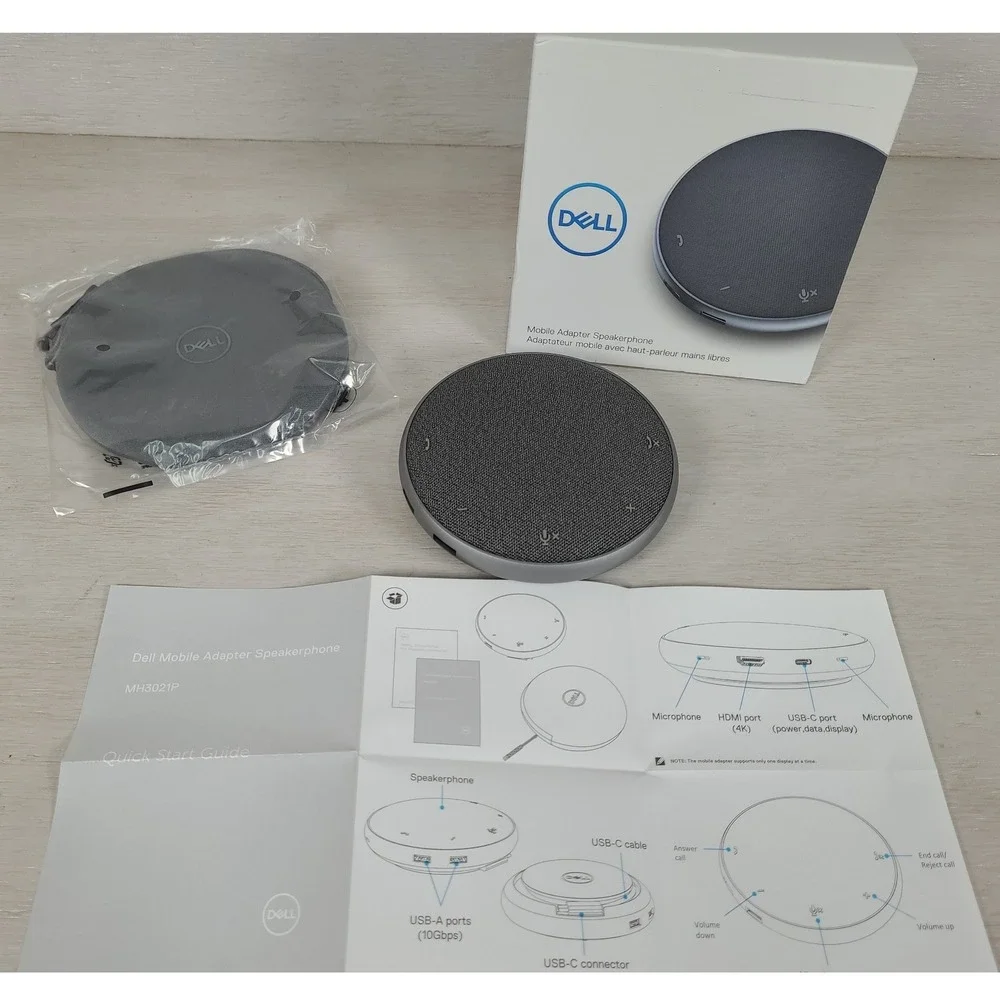 Dell Mobile Adapter Speakerphone MH3021P USB-C Multiport Hub 4K HDMI Grey